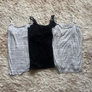 Lot Of 3 Motherhood Maternity Nursing Tank Tops Bras Medium and Large Black Grey